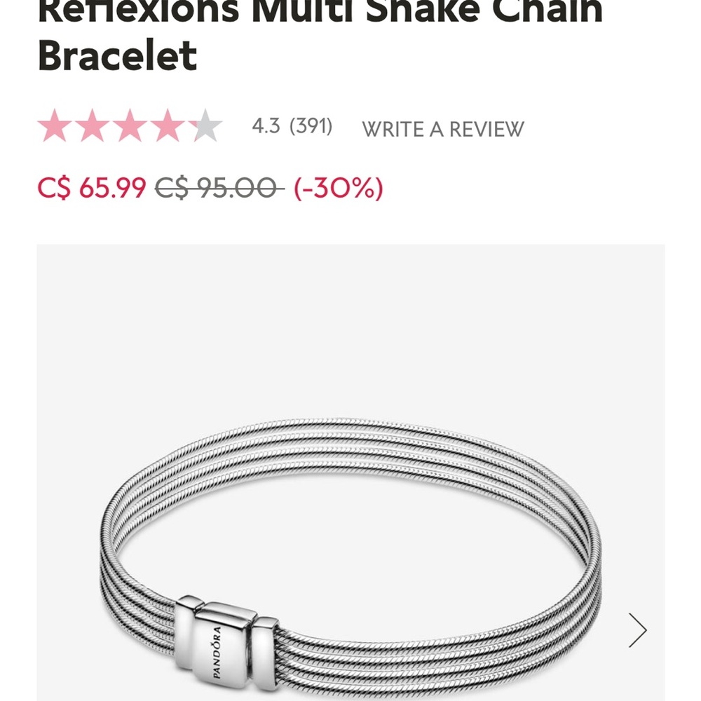 Rose gold and silver Pandora reflections multi snake chain bracelet